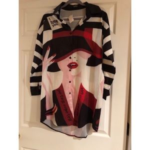 Brand new artsy button up dress